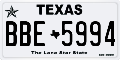 TX license plate BBE5994