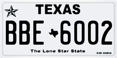 TX license plate BBE6002