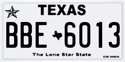 TX license plate BBE6013