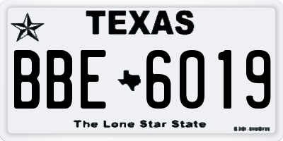 TX license plate BBE6019