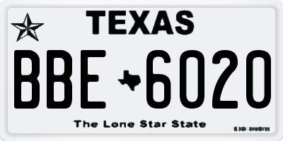 TX license plate BBE6020