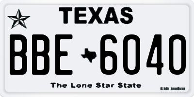 TX license plate BBE6040