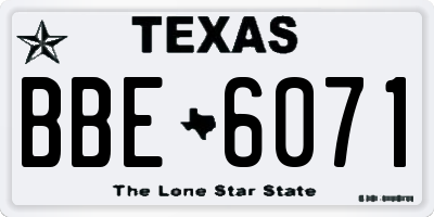 TX license plate BBE6071
