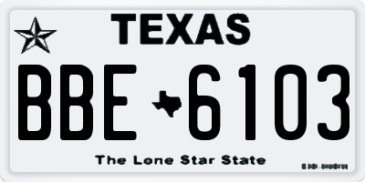 TX license plate BBE6103