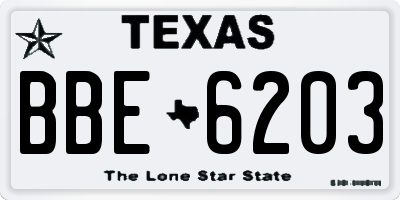 TX license plate BBE6203