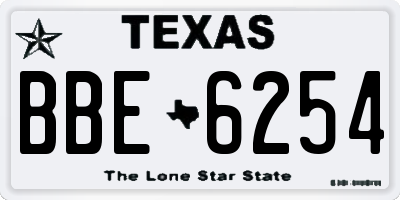 TX license plate BBE6254