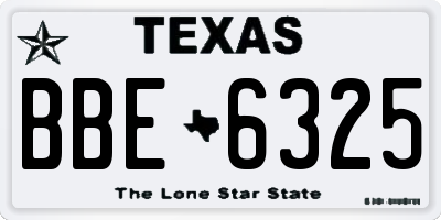 TX license plate BBE6325