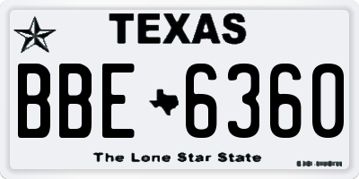 TX license plate BBE6360