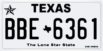 TX license plate BBE6361