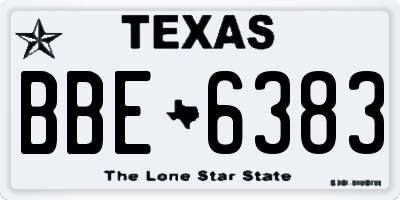 TX license plate BBE6383
