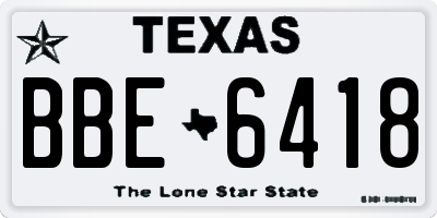 TX license plate BBE6418