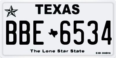 TX license plate BBE6534
