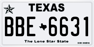 TX license plate BBE6631