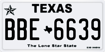 TX license plate BBE6639