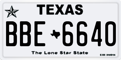 TX license plate BBE6640