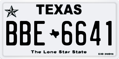 TX license plate BBE6641