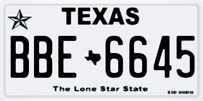 TX license plate BBE6645
