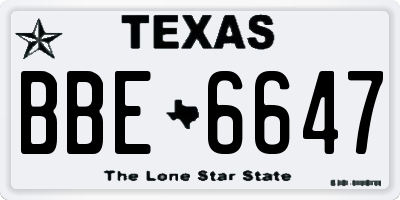TX license plate BBE6647