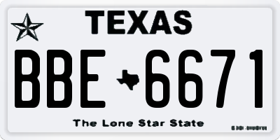TX license plate BBE6671