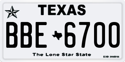 TX license plate BBE6700