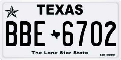 TX license plate BBE6702