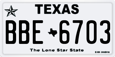 TX license plate BBE6703