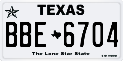 TX license plate BBE6704