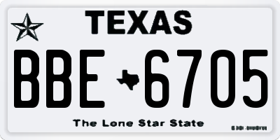 TX license plate BBE6705