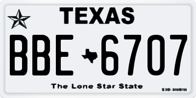 TX license plate BBE6707
