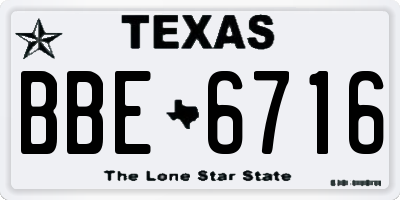 TX license plate BBE6716