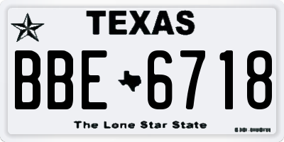 TX license plate BBE6718