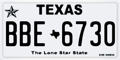 TX license plate BBE6730