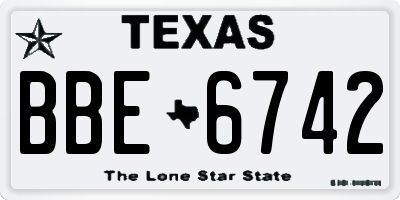 TX license plate BBE6742