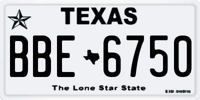 TX license plate BBE6750