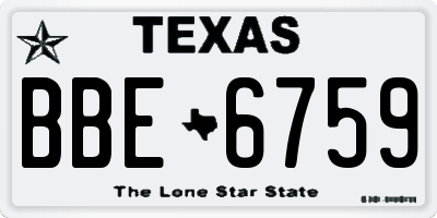 TX license plate BBE6759