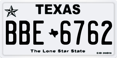 TX license plate BBE6762