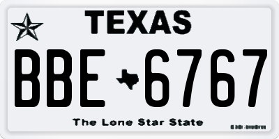 TX license plate BBE6767