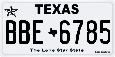 TX license plate BBE6785