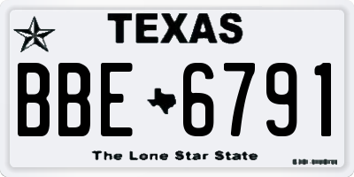 TX license plate BBE6791
