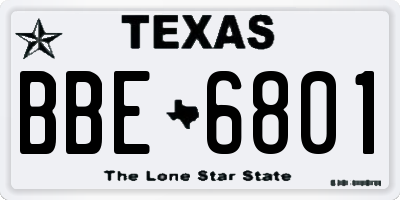 TX license plate BBE6801