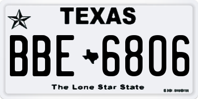 TX license plate BBE6806