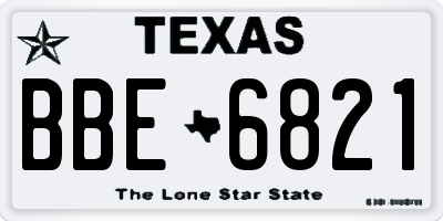 TX license plate BBE6821