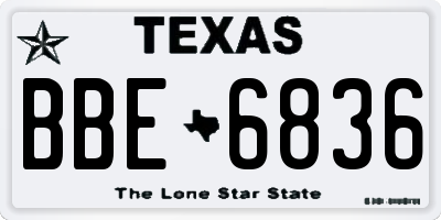 TX license plate BBE6836