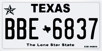 TX license plate BBE6837