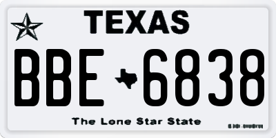 TX license plate BBE6838