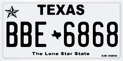 TX license plate BBE6868