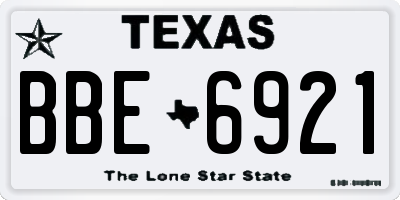 TX license plate BBE6921