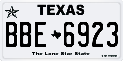 TX license plate BBE6923