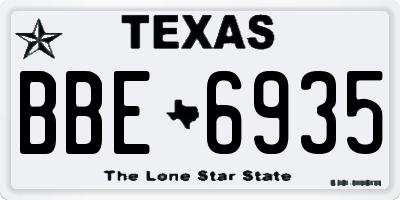TX license plate BBE6935