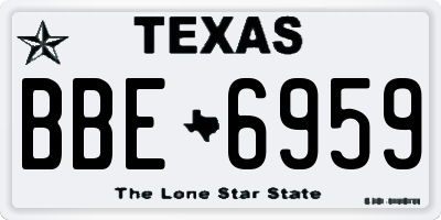 TX license plate BBE6959